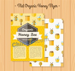 扁平化有机蜂蜜宣传单矢量图